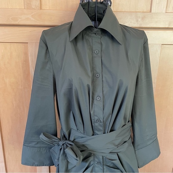 Venus army green button down collared midi Dress size 6 - Picture 2 of 12